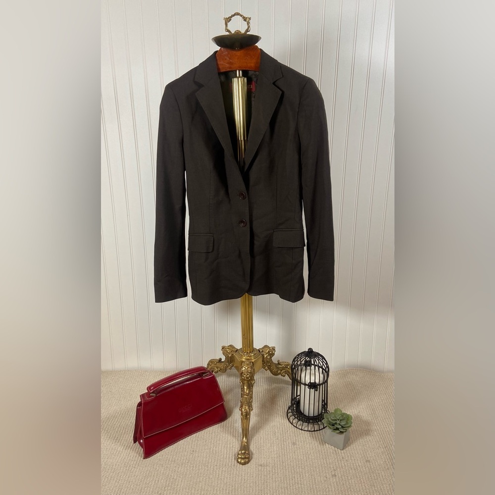MaxMara Wool Blend Blazer Womens Size 4 – Brown Tailored Office or Casual Jacket